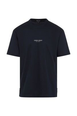 blue-logo-print-crew-neck-t-shirts