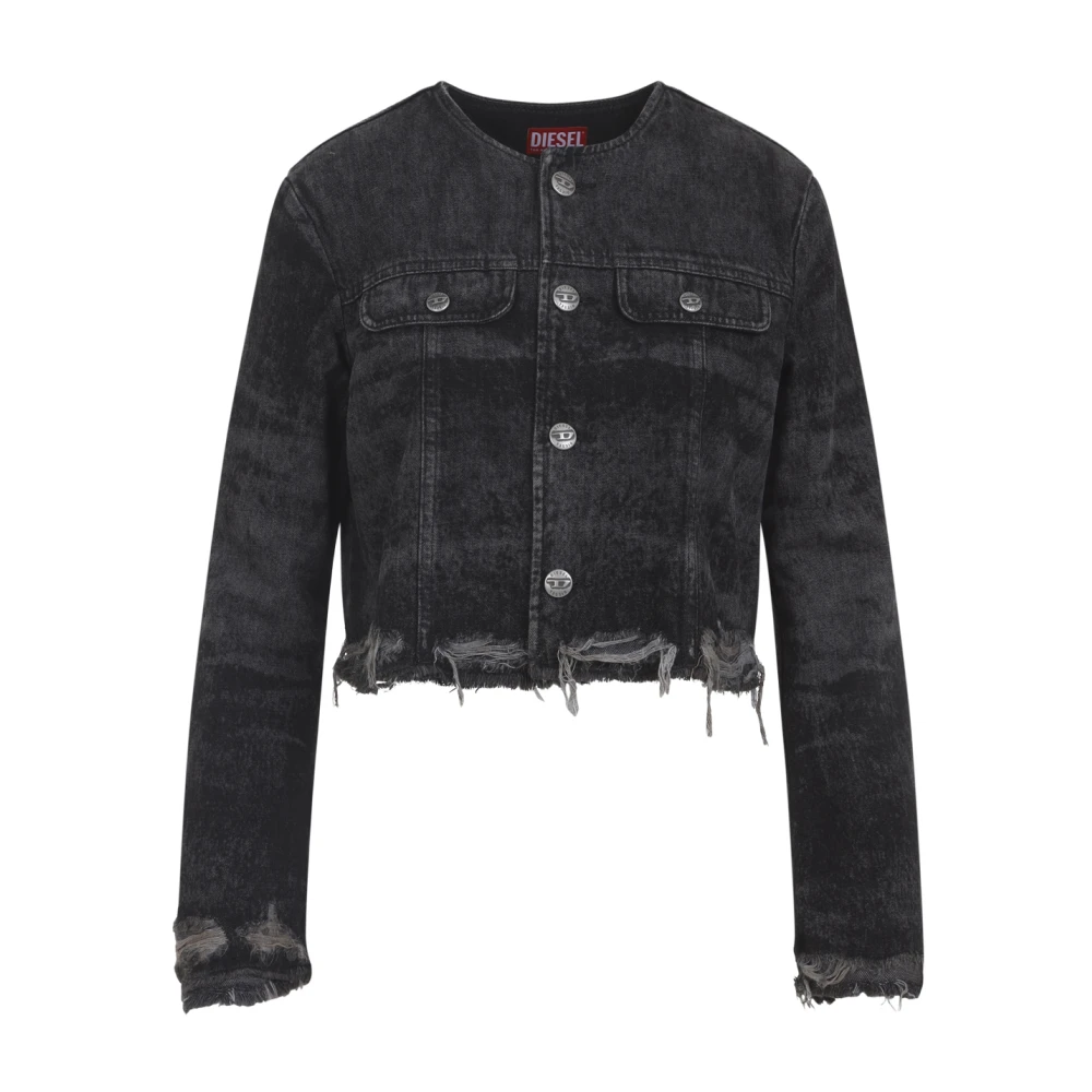 Diesel Women's Gray Denim Jackets, M, Grey Jacket Aw25 Cotton-Hemp Blend