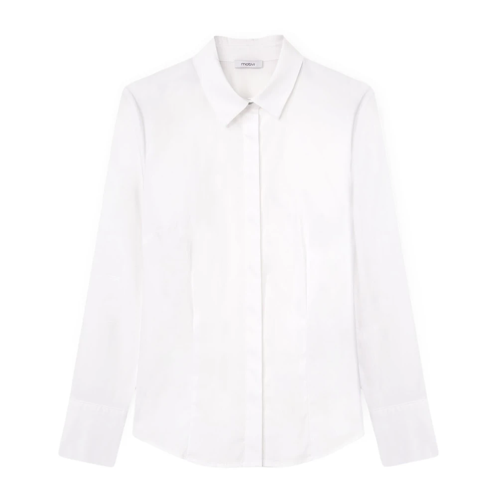 Motivi Stretch Poplin Blouse White Dames
