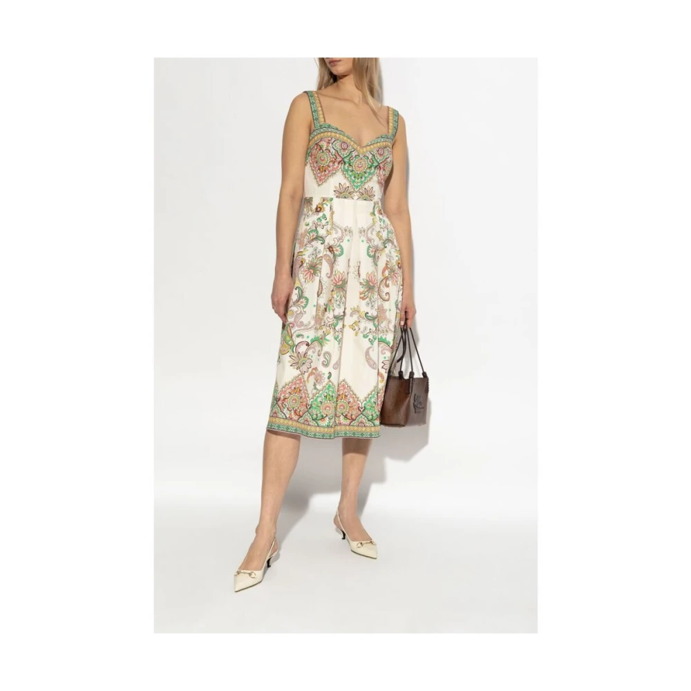 ETRO Witte Mouwloze Sweetheart Neck Jurk Multicolor Dames