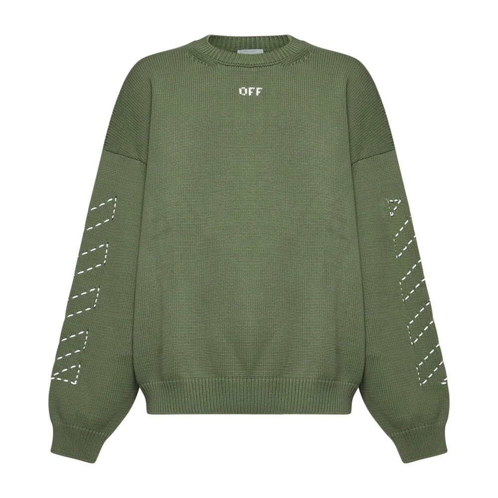 Grønn Bomullsblandet Crew Neck Genser