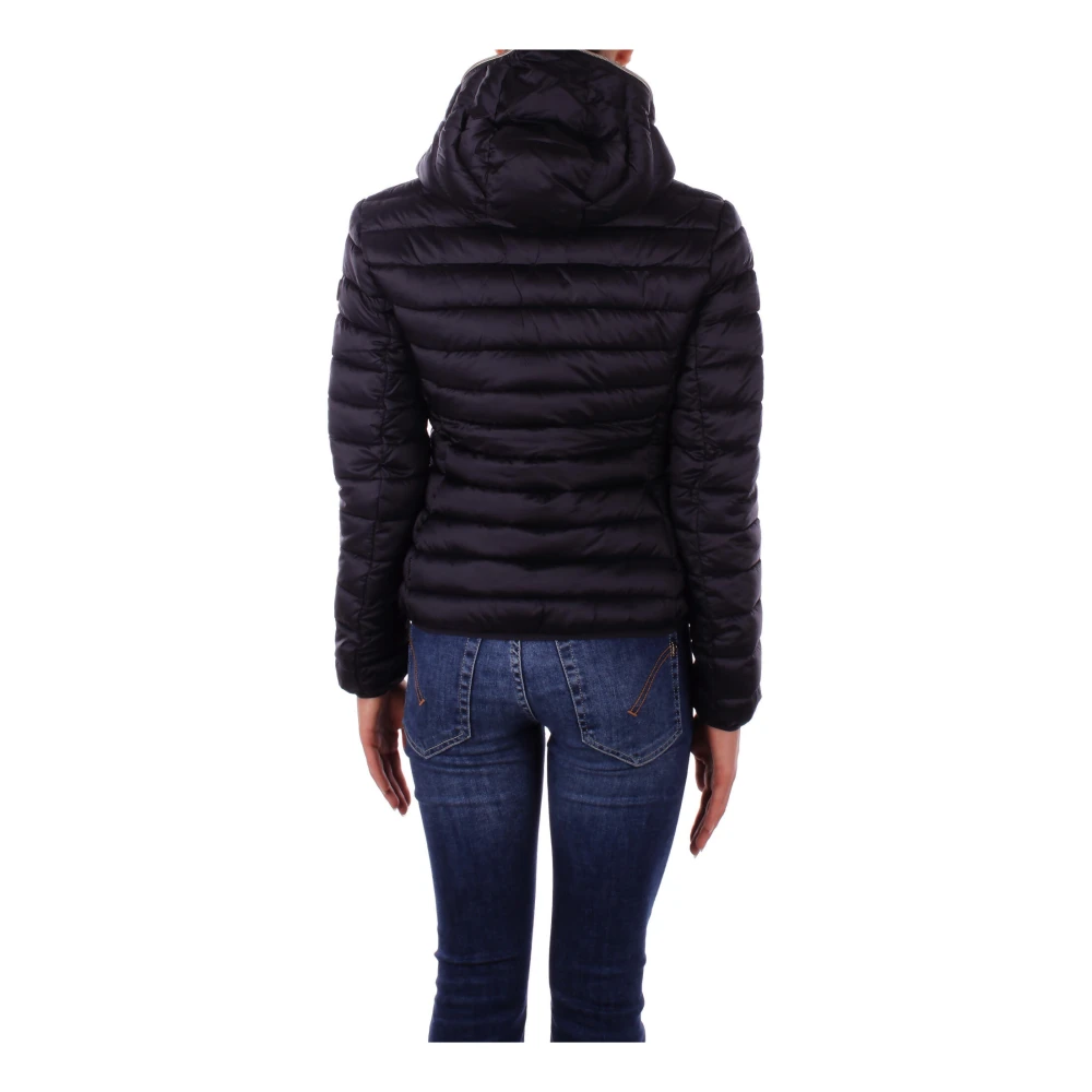 Save The Duck Zwarte Hoodie met zijlogo rits Black Dames