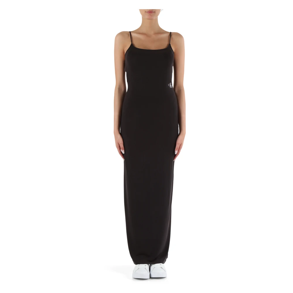 Calvin Klein Jeans Lange jurk met logoprint Black Dames