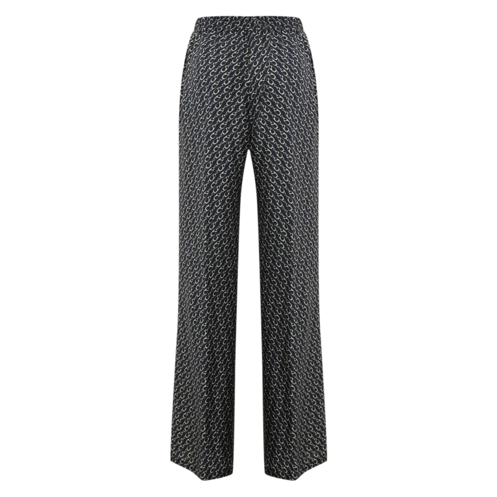 Herno Blauwe Zijden Rechte Broek Blue Dames