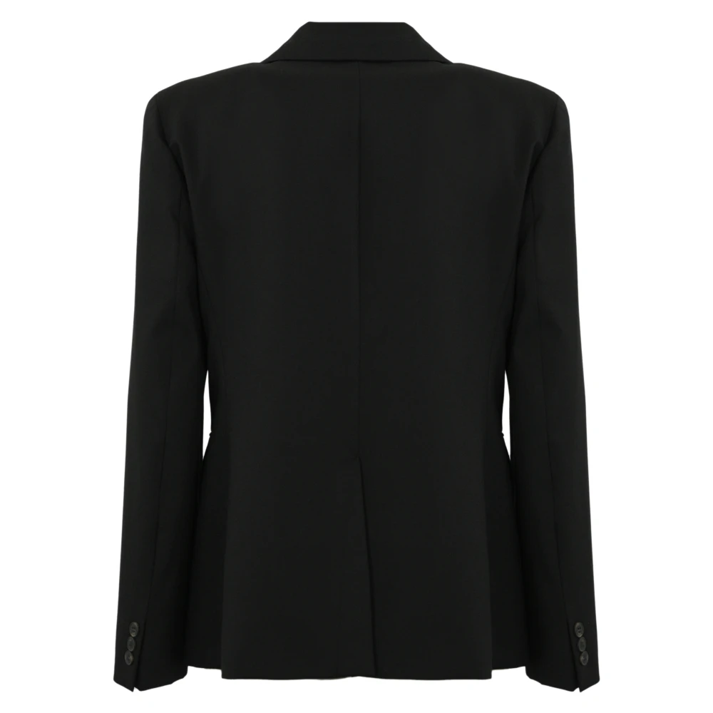 Max Mara Weekend Zwarte wollen jas met revers Black Dames