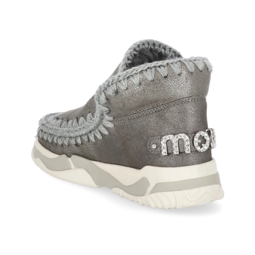 Mou Grijze Shearling Trainer Boot Gray Dames