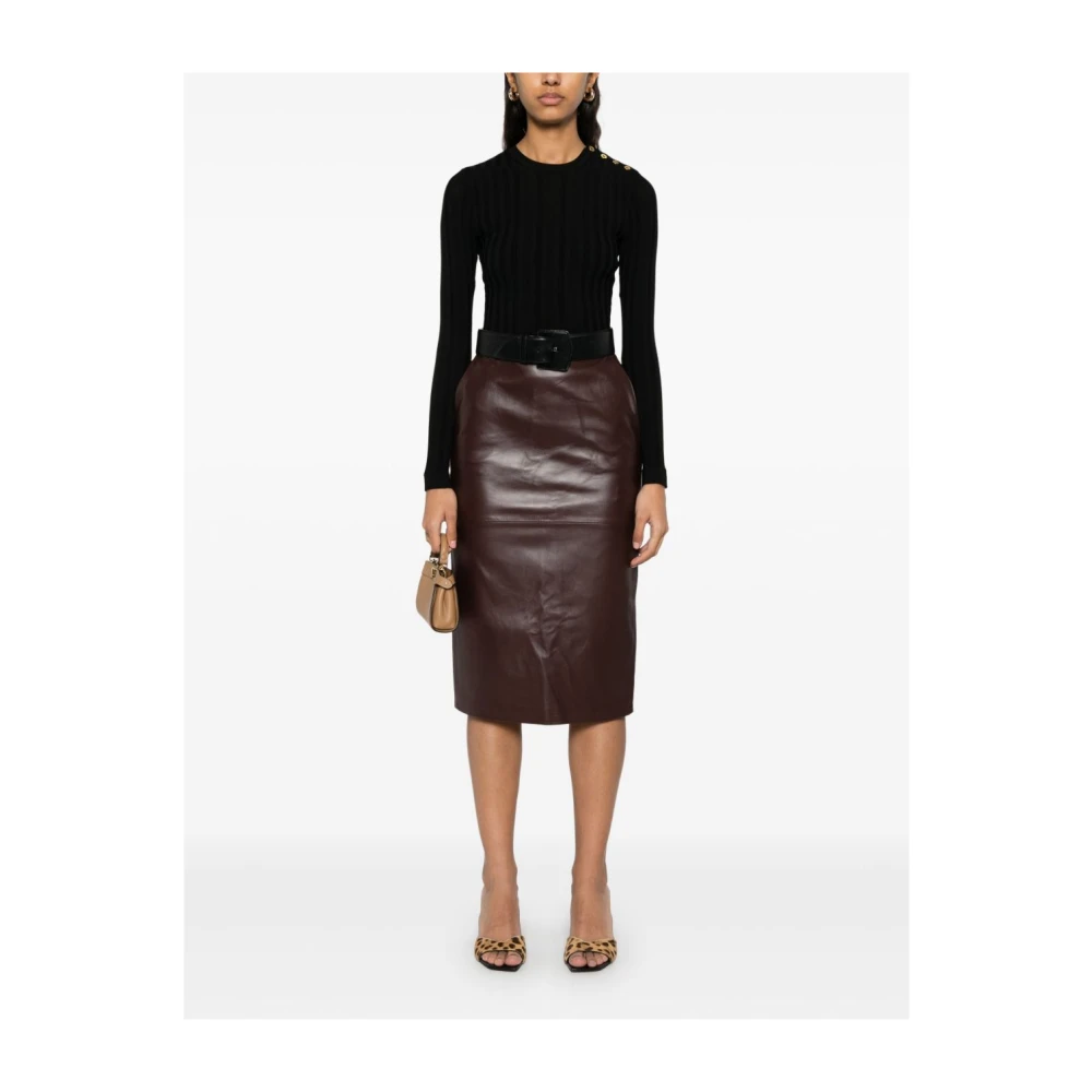 Elisabetta Franchi Bruine Rok met Rits aan de Achterkant Brown Dames