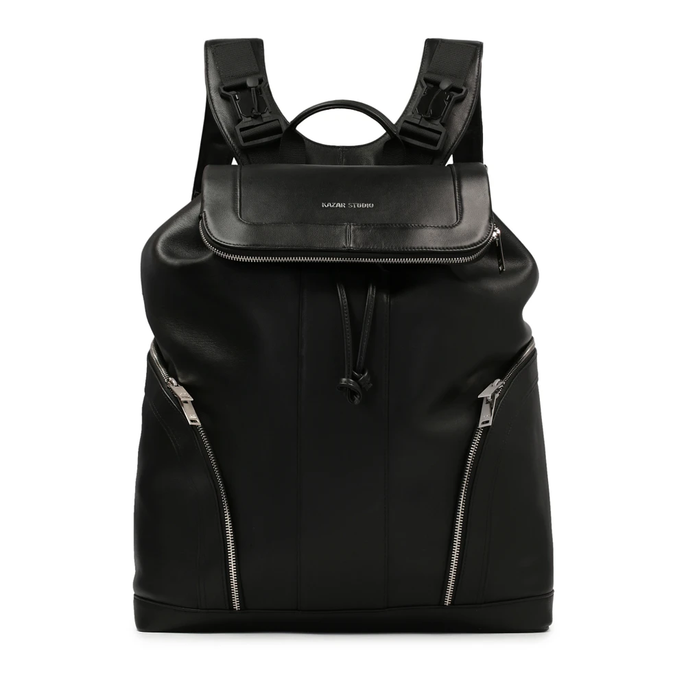 Kazar Studio Leren rugzak met laptopvak Black Heren