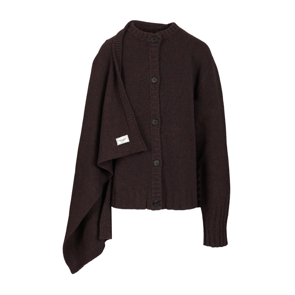 The Attico , Cardigans, Female, Brown, S, Cardigan With Draped Detail