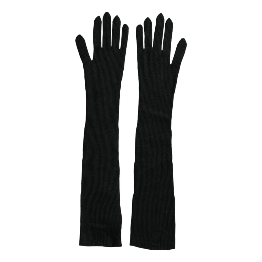 Dolce & Gabbana Luxe Cashmere Ellebooglengte Handschoenen Black Dames