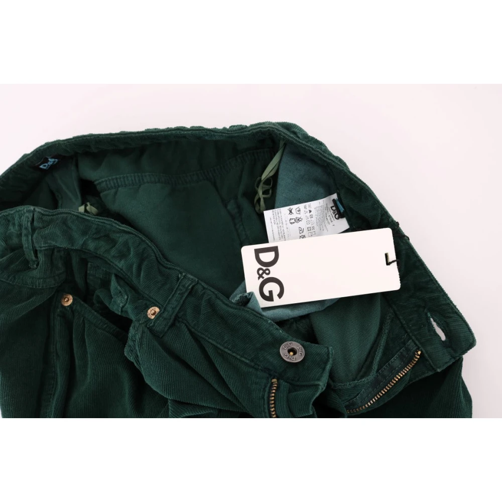 Dolce & Gabbana Elegante Groene Katoenmix Broek Green Dames