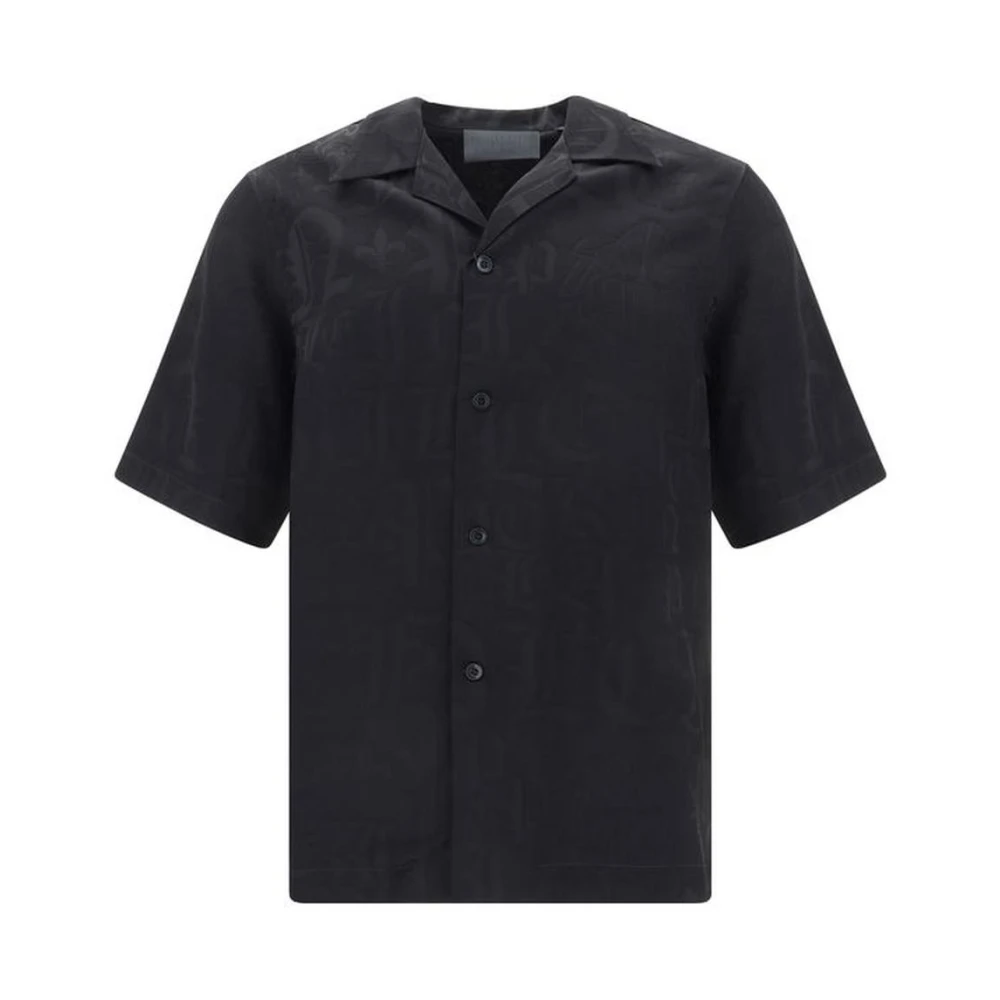 Philipp Plein Monochrome Cubaanse kraag overhemd Black Heren