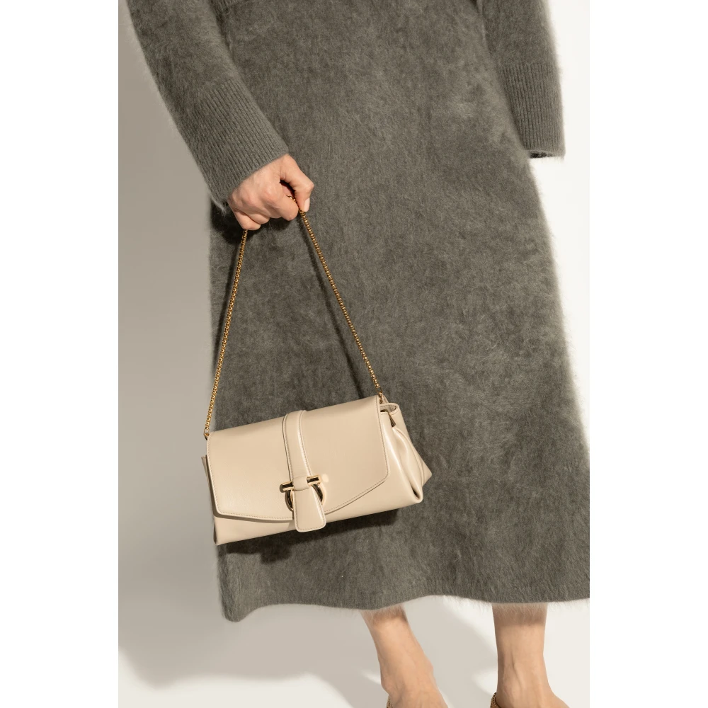 Salvatore Ferragamo Leren schoudertas Beige Dames