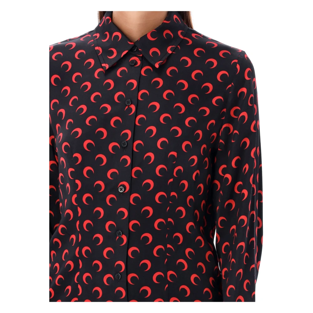 Marine Serre Maan Print Zwart Rood Blouse Red Dames
