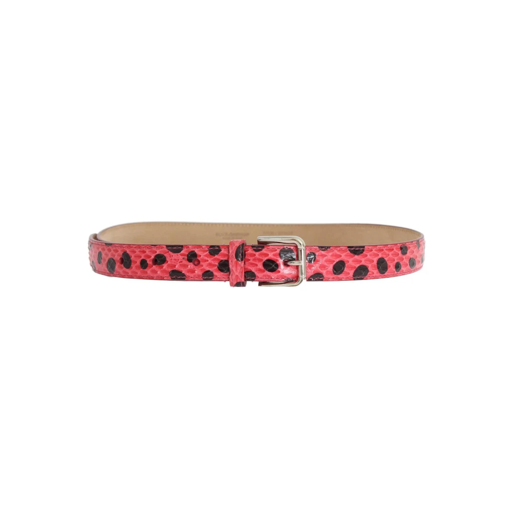 Dolce & Gabbana Roze Polka Slangenprint Riem met Zilveren Gesp Multicolor Dames