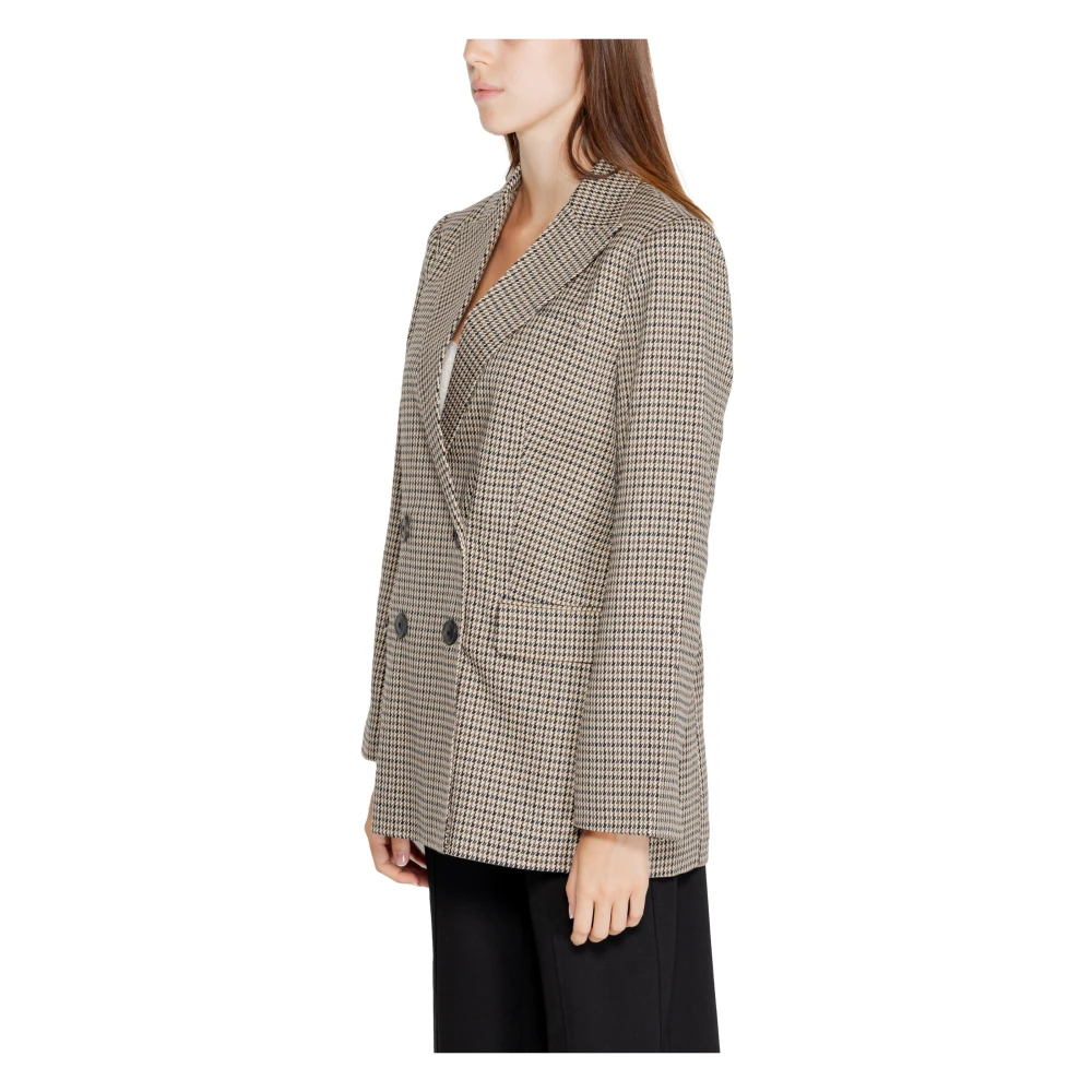 Only Geruite Blazer met knoopsluiting Beige Dames