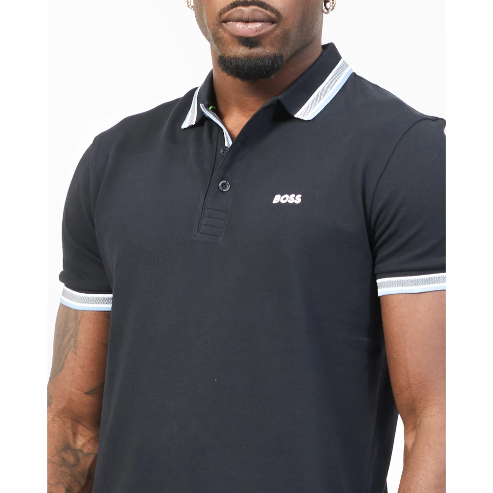 Hugo Boss Blauw Poloshirt met Contrastdetails Blue Heren
