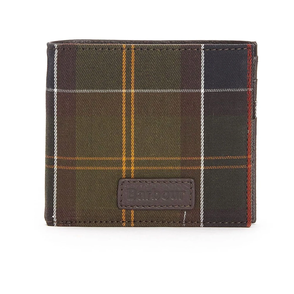Barbour Groene Tartan Leren Portemonnee Green Heren