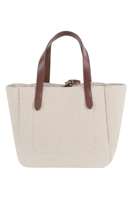 Beige Ull Bä Tote Väska