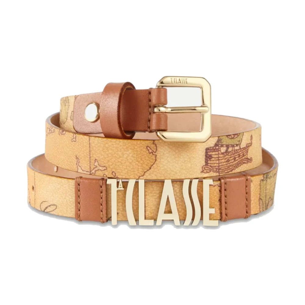 Alviero Martini 1a Classe Klassieke Geo Riem met Gouden Metalen Logo Brown Dames