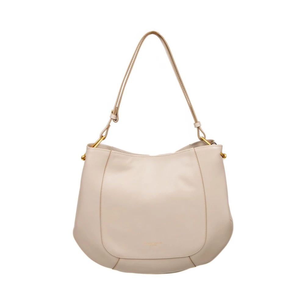 Gianni Chiarini Zwarte leren schoudertas met eenvoudige gebogen lijnen Beige Dames