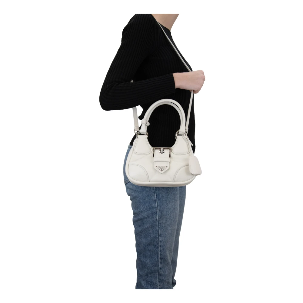 Prada Gewatteerde leren schoudertas magnetische knoop White Dames