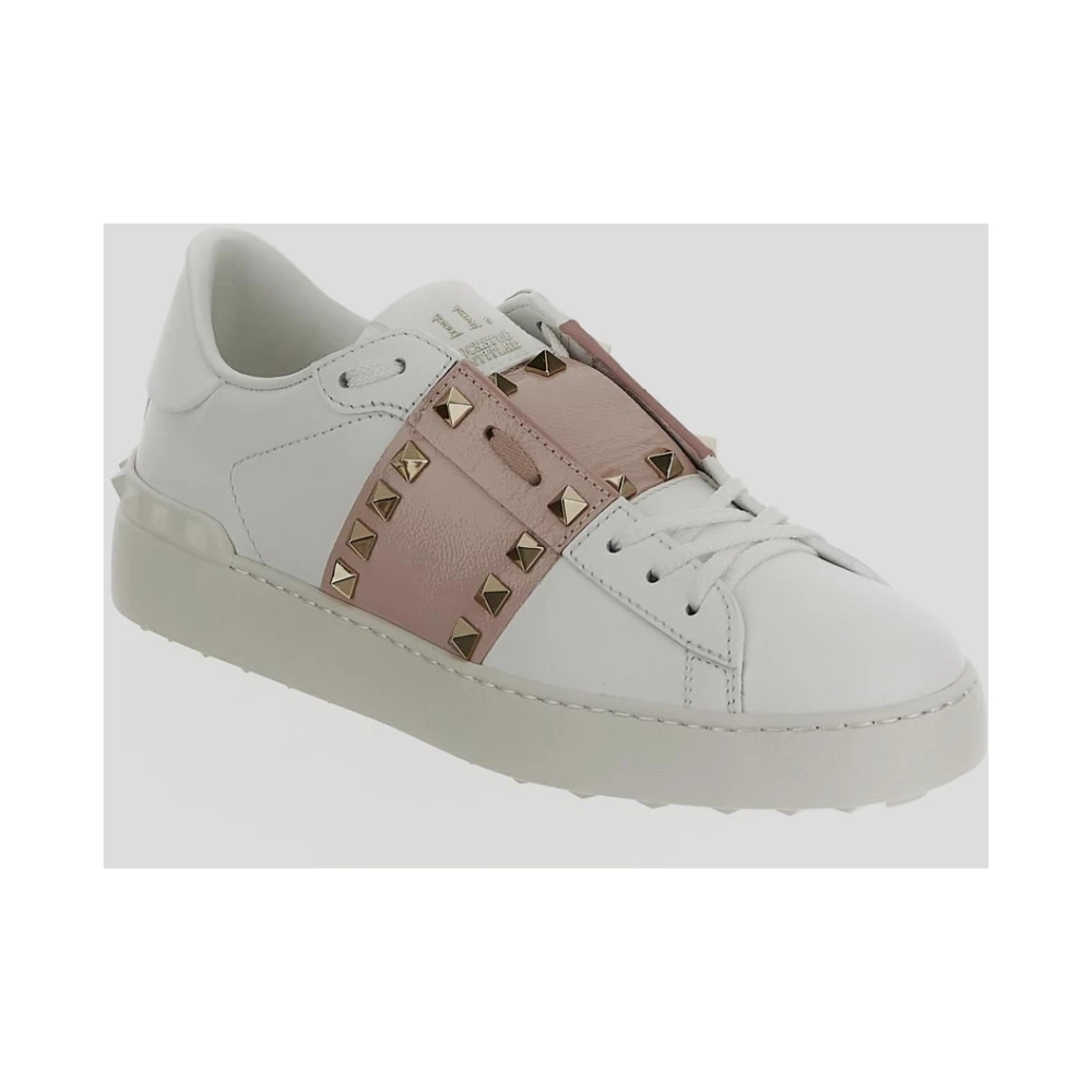 Valentino Garavani Leren Rockstud Untitled Sneaker White Dames