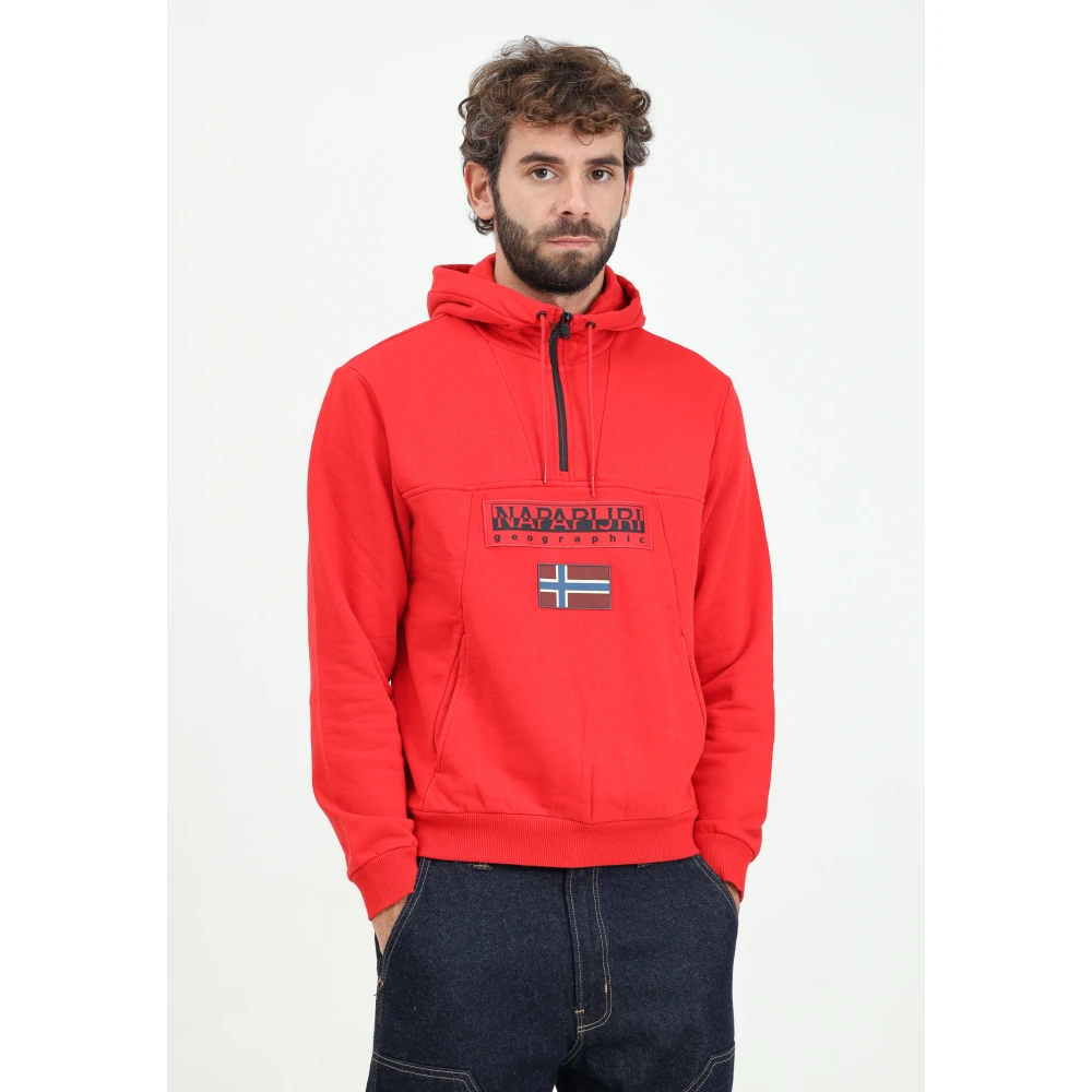 Napapijri Rode Half-Zip Sweater Burgee Winter Red Heren