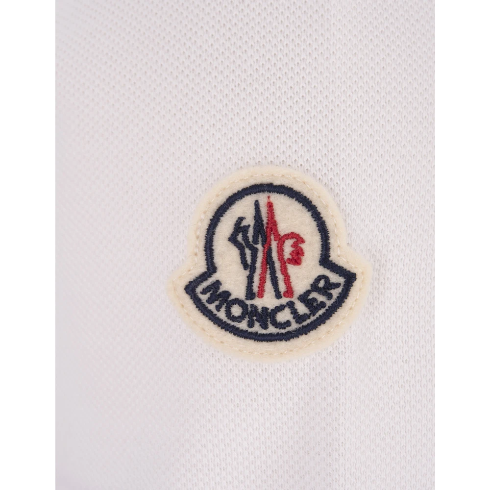 Moncler Witte Polo Shirt met Tricolour Details White Heren
