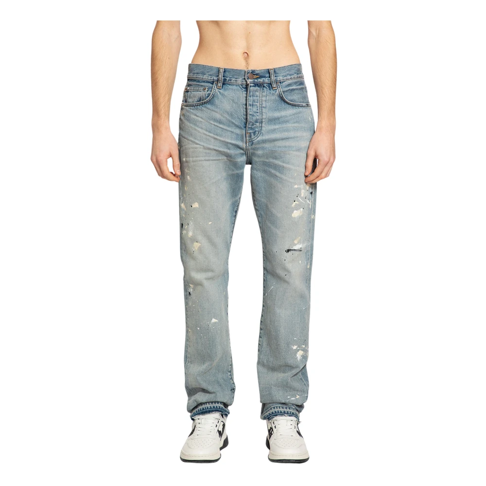 Amiri Indigo Geverfde Straight Leg Jeans Blue Heren