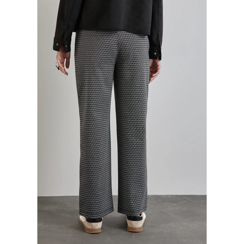 Street One Jacquard Broek Casual Fit High Waist Black Dames