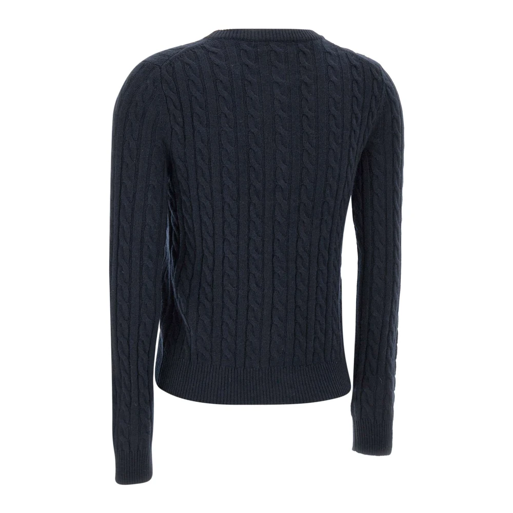 Sun68 Navy Blue Cardigan met Cable-Knit Blue Dames