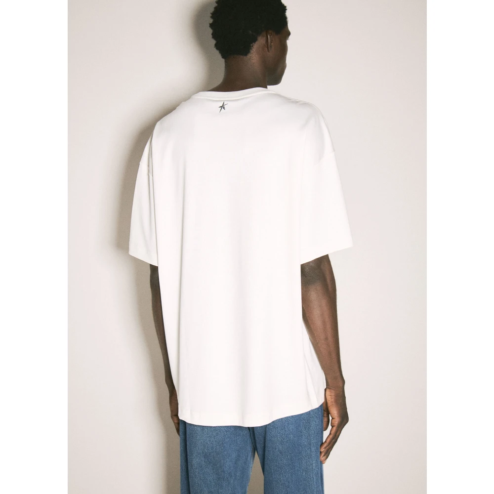 Mugler Zilver-tone Hardware Katoenen T-shirt White Heren