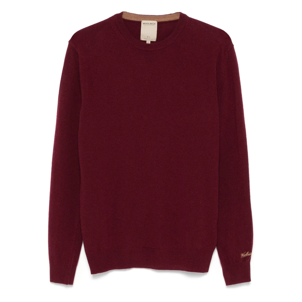 Woolrich Bordeaux Girocollo Sweaters Red Heren