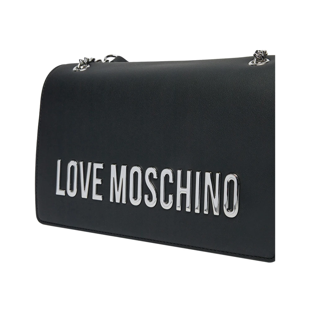 Moschino Zwarte Trendy Schoudertas met Gouden Details Black Dames