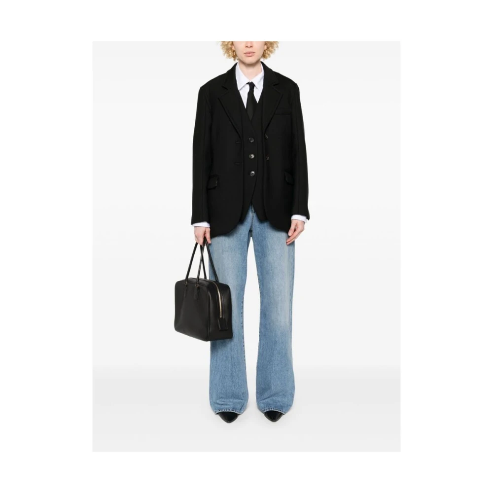 Tela Zwarte Wollen Jas Black Dames