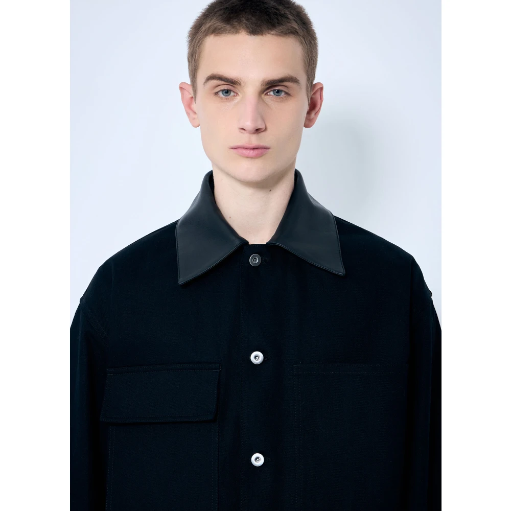 Jil Sander Klassieke Katoenen Twill Jas Black Heren