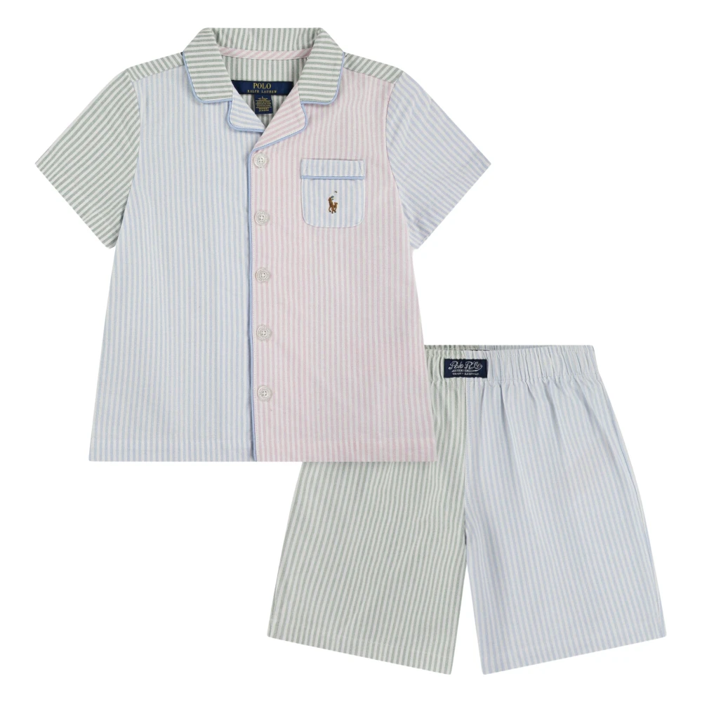 Ralph Lauren Boys Multicolor Kids Nightwear, 4 Y, Striped Oxford Short Pyjamas Set In Multicolour