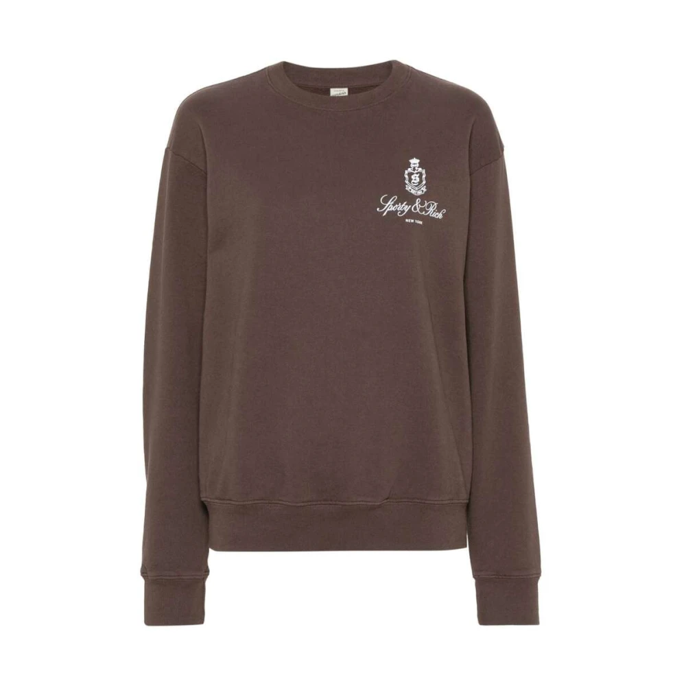 Sporty & Rich Bruine Sweater met Logo Print Brown Dames