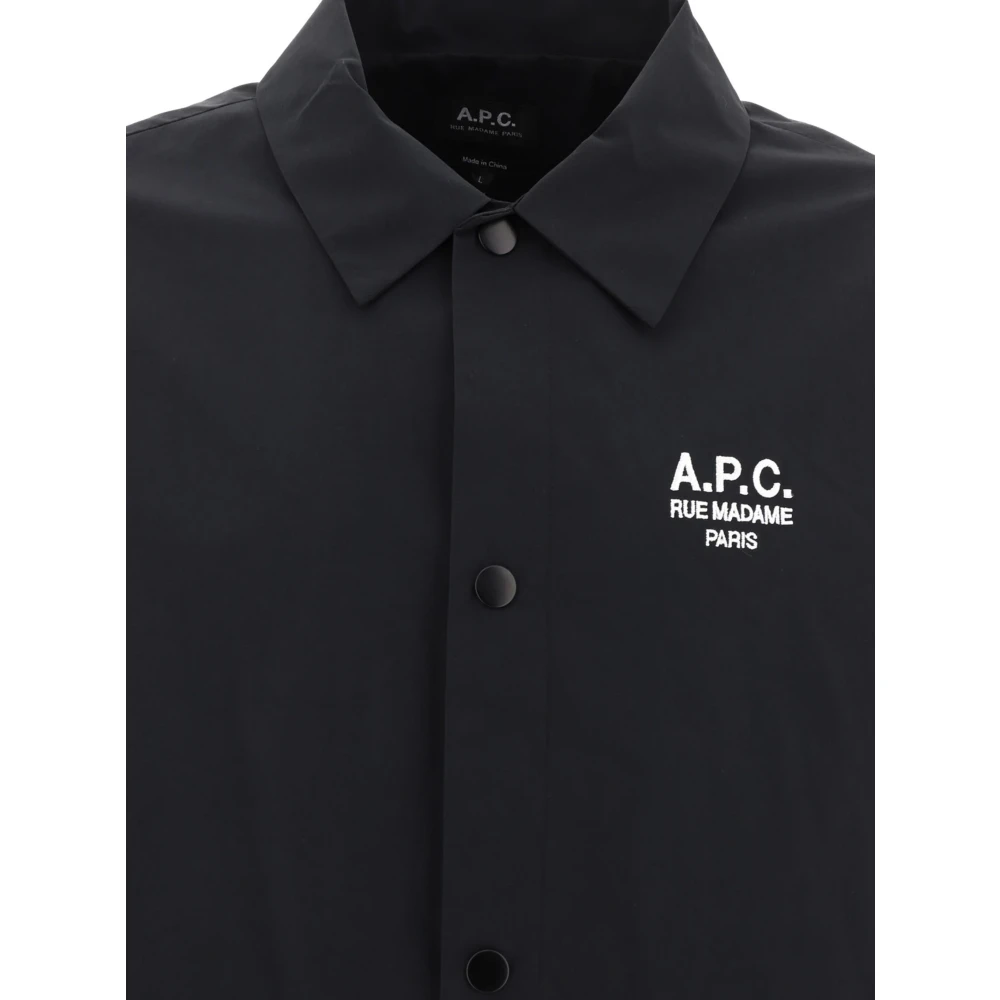 A.p.c. Zwart Logo Franse Kraag Shirt Black Heren