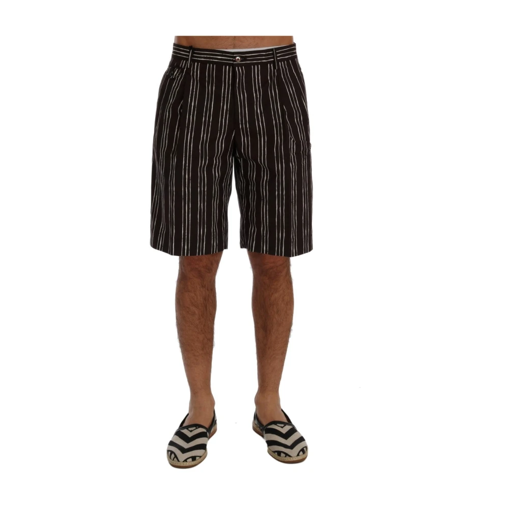 Dolce & Gabbana Gestreepte Hennep Casual Shorts Brown Heren