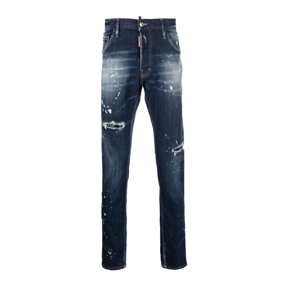 Dsquared2 Använd Effekt Straight-Leg Jeans Blue, Herr