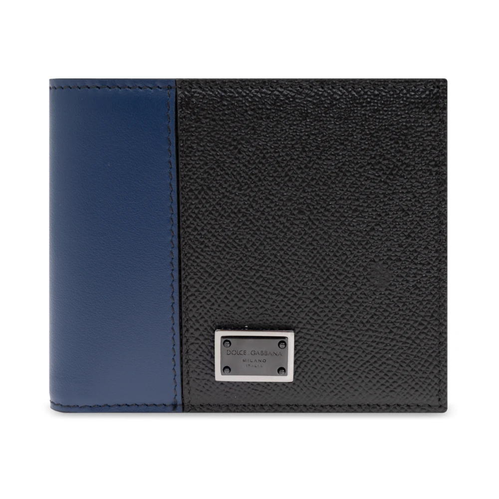Dolce & Gabbana Leren portemonnee met logoplaatje Black Heren