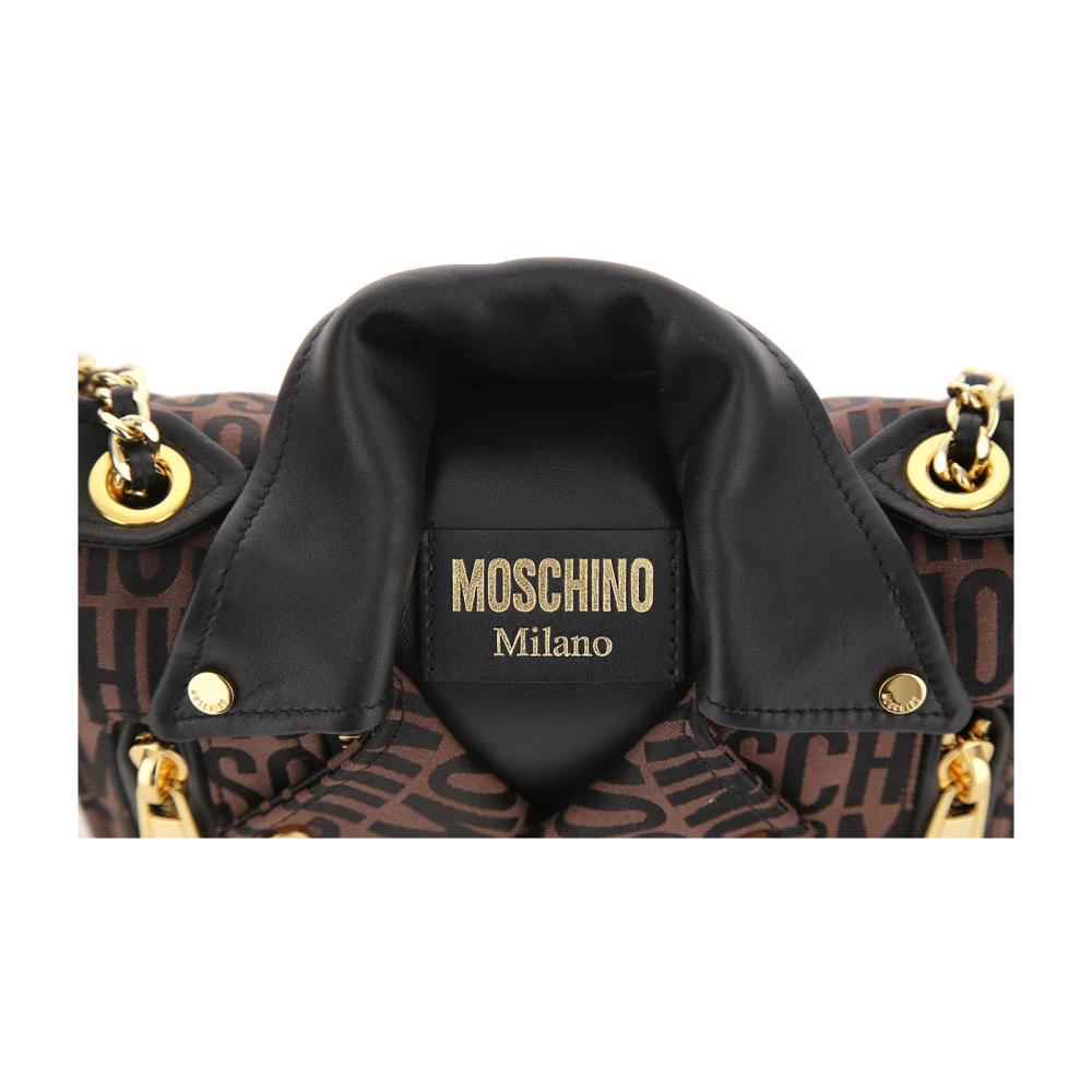 Moschino Jacquard Biker Tas in Bruin Brown Dames