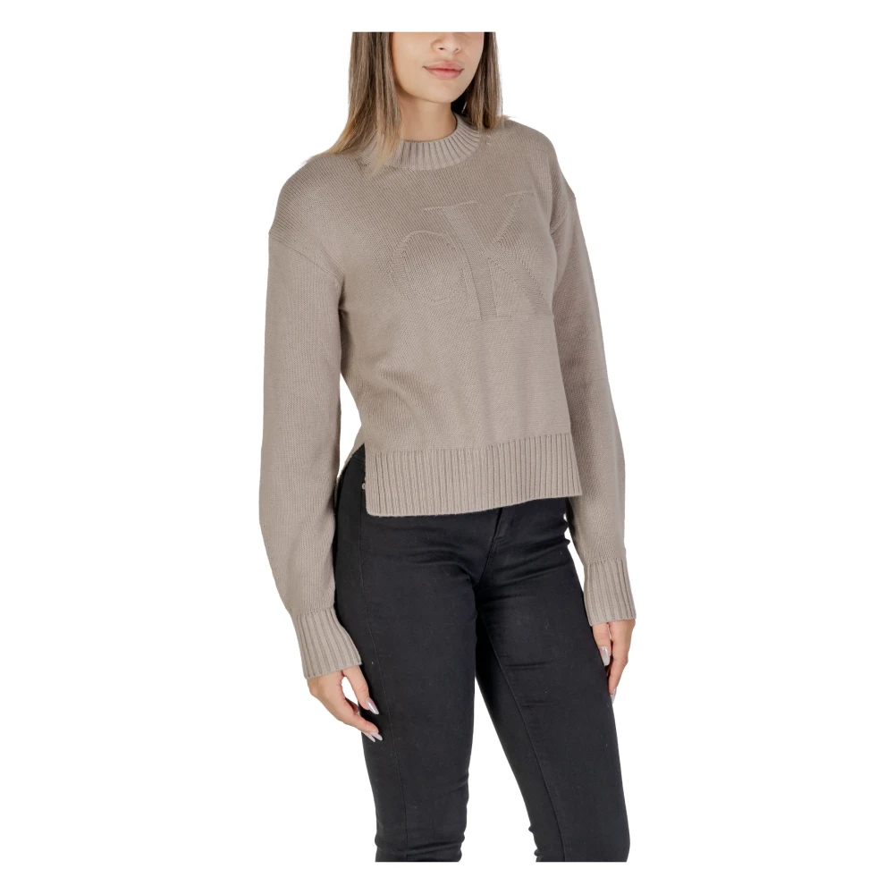 Calvin Klein Jeans Beige Trui Lange Mouwen Herfst Winter Beige Dames