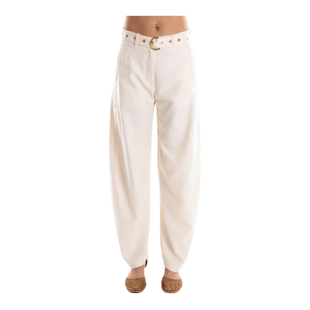 Pinko Women's Beige Wide Trousers, 2XS, Lexy Wide Trousers