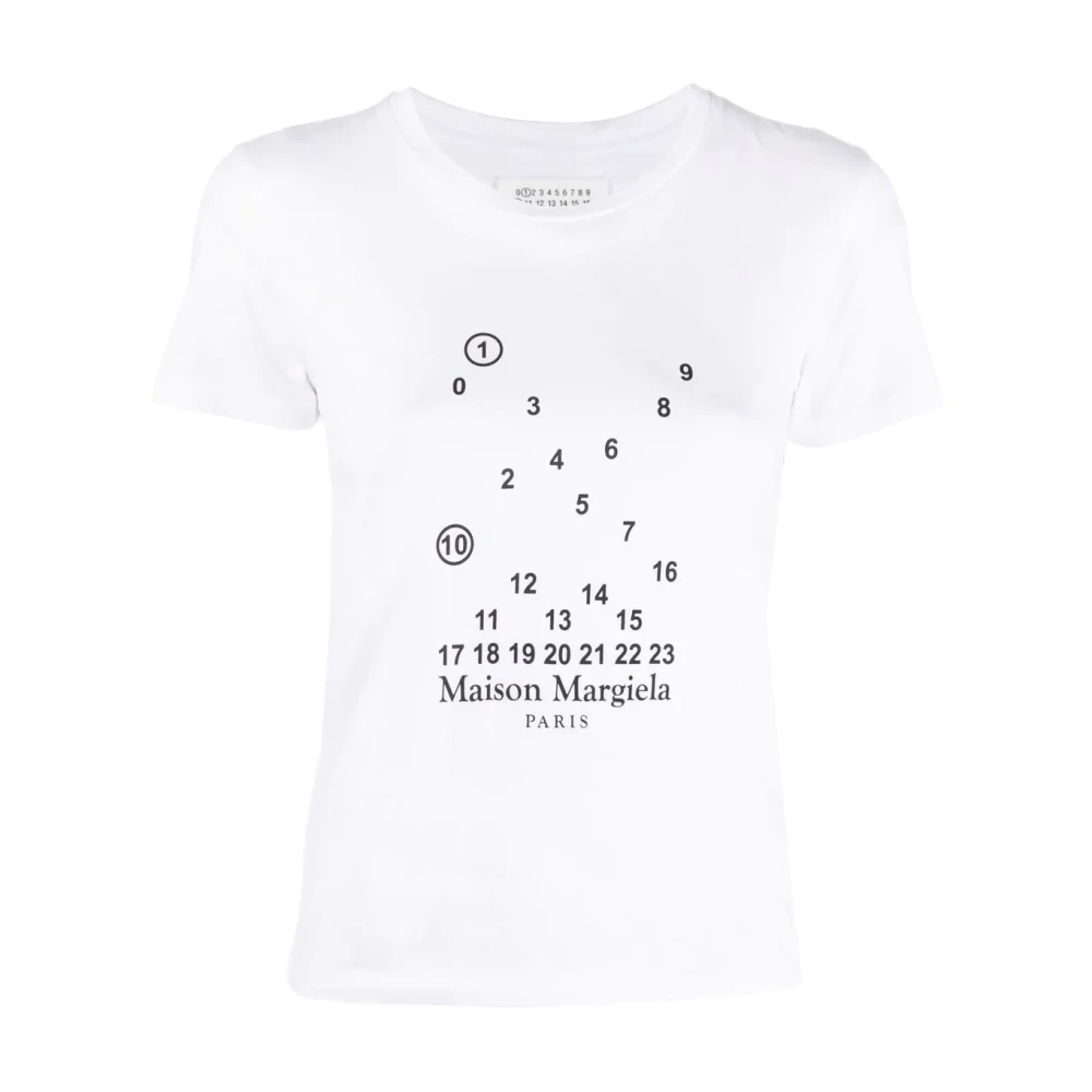 Maison Margiela Numeric Logo Crewneck T-shirts en Polos White Dames