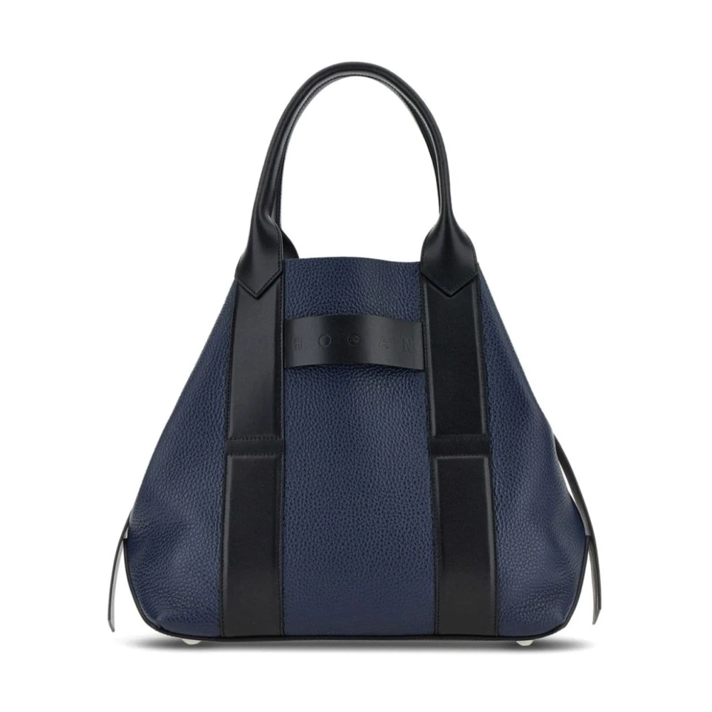 Hogan Blauwe Script Tote Tas met Zilveren Details Blue Dames