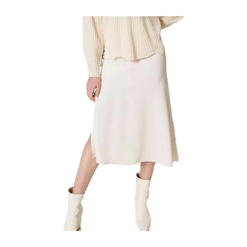Twinset Asymmetrische Crepe Rok met Kettingdetail White Dames