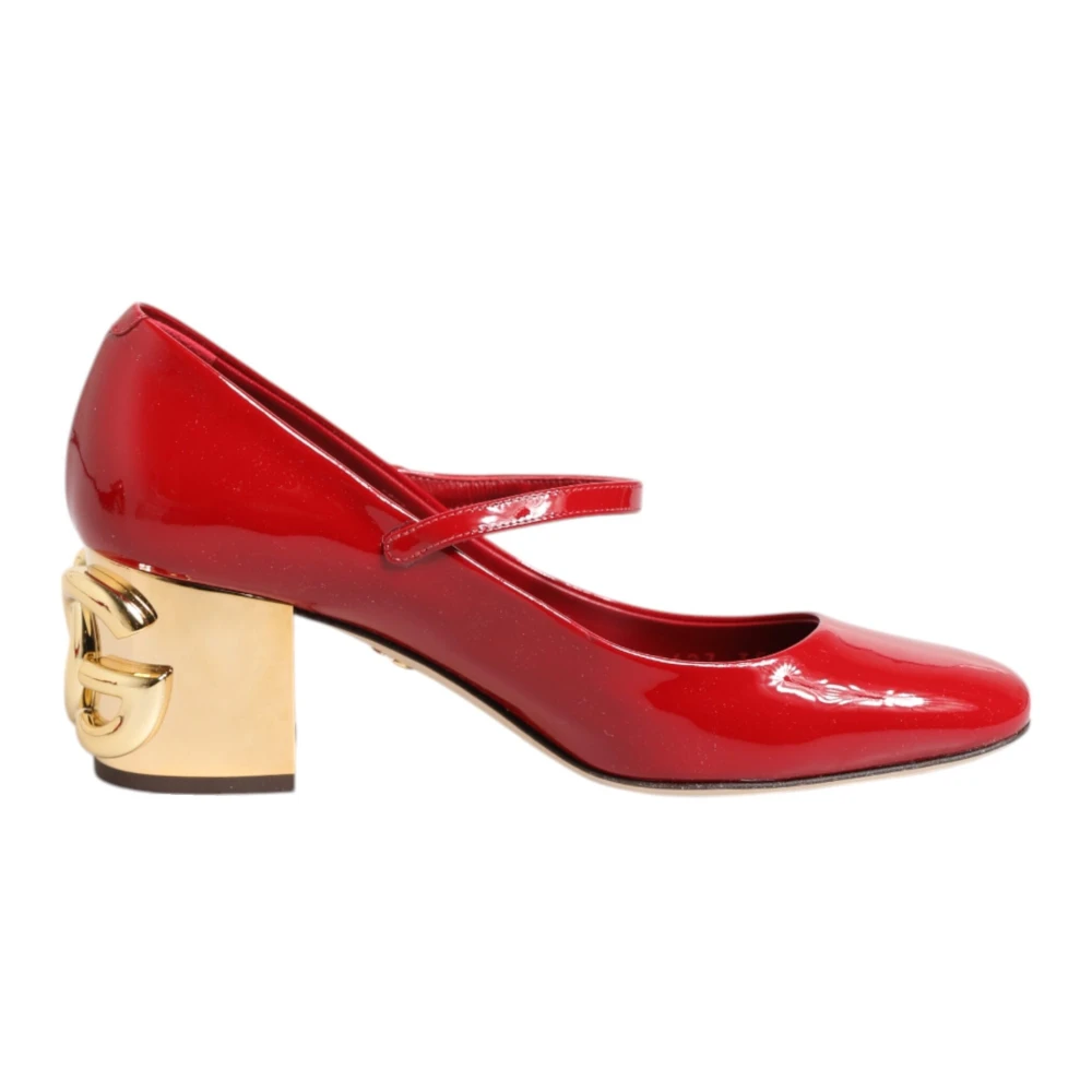 Dolce & Gabbana Red Leather Logo Heels Sandals - Female - Pumps - Red - 2 1/2 Uk - Shoes